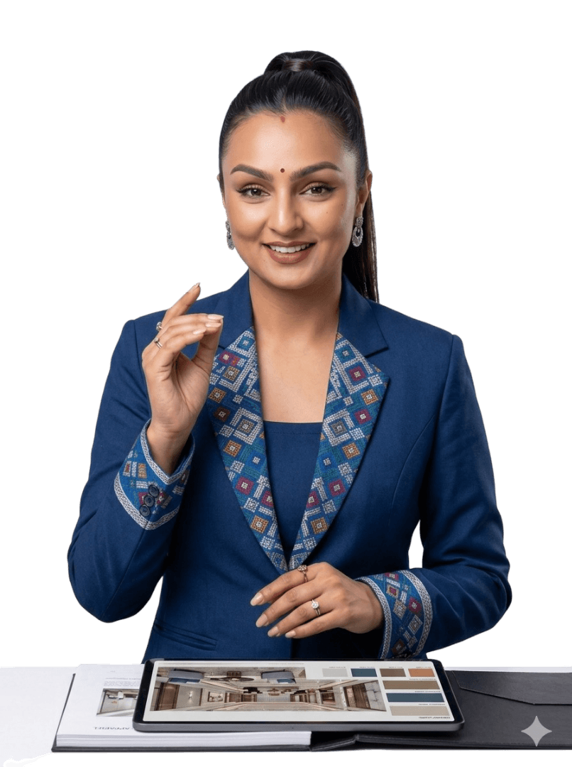 Aaditi Pokharel as a hospitality and interior designer creating beautiful guest experiences in Nepal