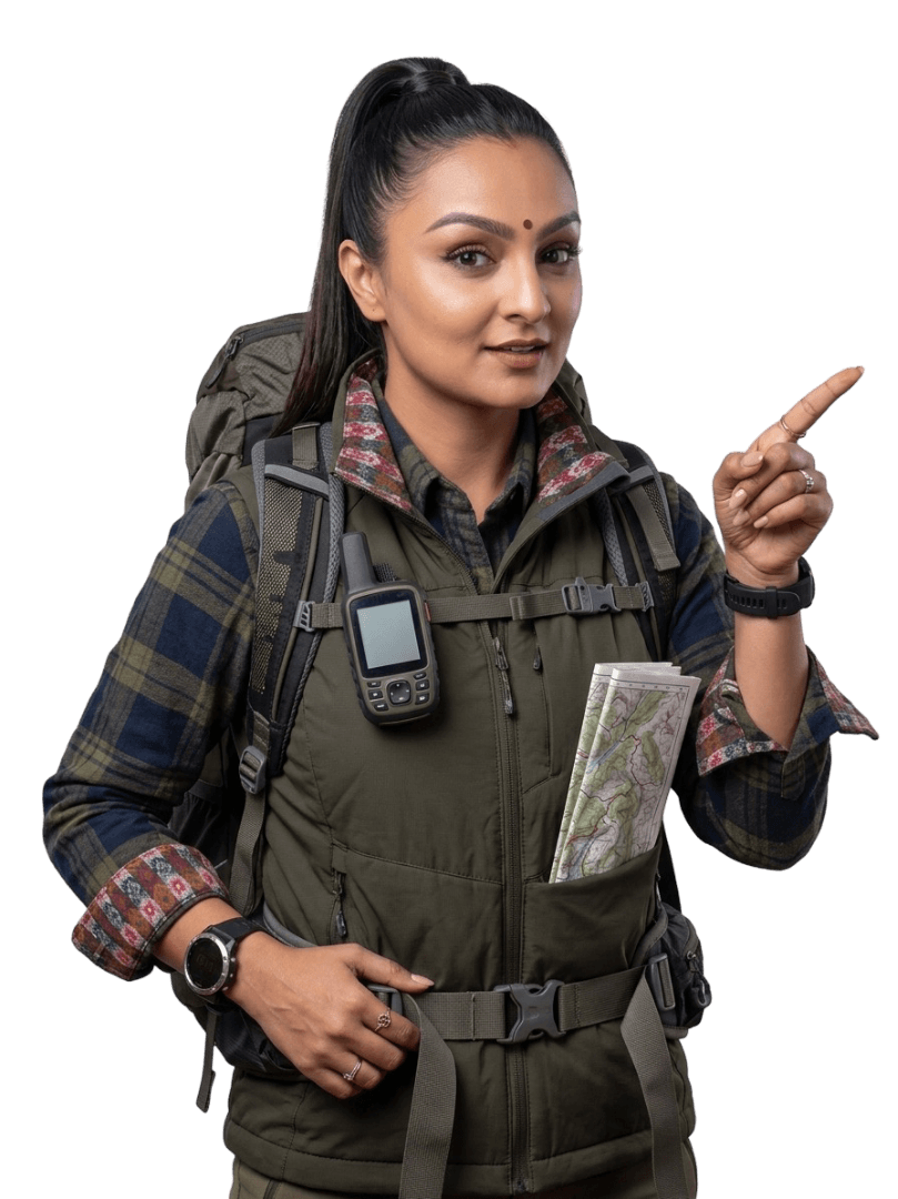 Aaditi Pokharel as a certified Himalayan trekking guide leading expeditions through the mountains of Nepal